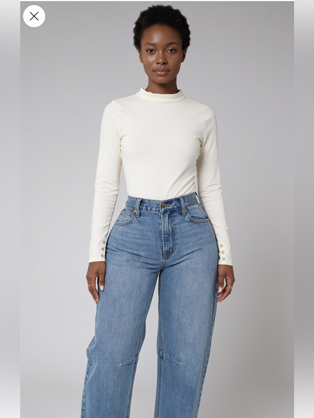 Fashion Nova Cream Mock Neck Top